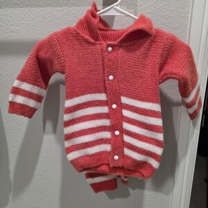 Handwoven Red and White Striped Baby Set